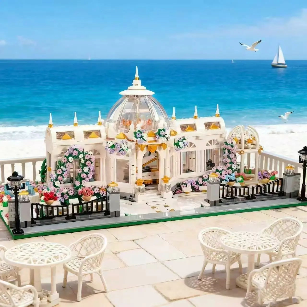 Classic Garden Plaza Building Block Sets, High-Quality Abs Material, Creative Assembly Model Kit, Ideal Christmas Gift, Block Decoration, Construction Building Blocks
