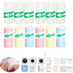 Self-Adhesive Thermal Label Paper, 3/6/12 Rolls Direct Thermal Stickers for Mini Printer, POS Machine & Instant Camera, Office Label Paper