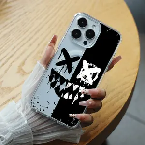 Black & White Split Graffiti with X-Eyes & Jagged Mouth Transparent Magnetic Phone Case for iPhone 11/12/13/14/15/16/16E - Non-Yellowing, Comfortable Touch, Good Heat Dissipation, Accessories, Smartphone