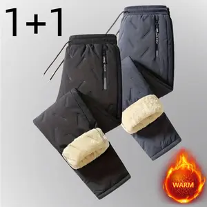Men's Thermal Fleece Lined Sweatpants - 2 Pack Fall Winter Bestselling Joggers Windproof Warm Casual & Athletic Pants 1+1