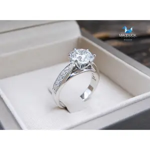 2.00 Cts Cubic Zirconia / Sterling Silver 925 Ring / Rhodium plated Nickel-Free / MadDuckJewels RG2026