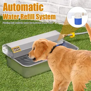 203oz/6L Large Capacity Automatic Watering System, Stainless Steel Square Water Bowl for Dogs and Livestock, Easy to Clean, Includes Hose and Installation Accessories