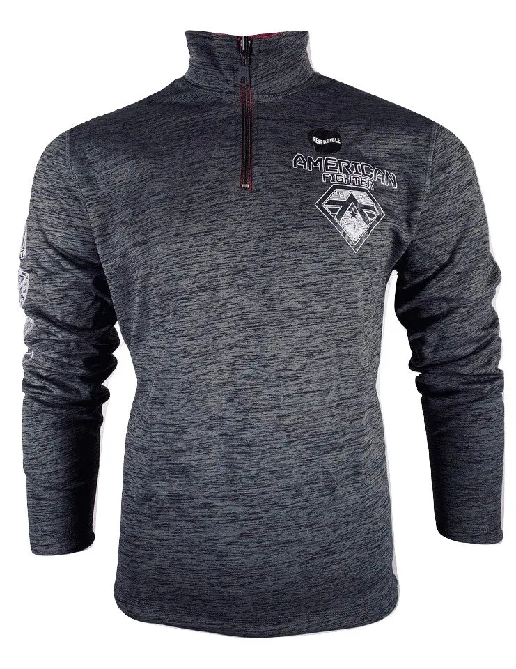 AMERICAN FIGHTER Men's Casual Long-Sleeve Quarter-Zip Reversible Premium MMA Cotton-Polyester Graphic Jacket, Menswear Top