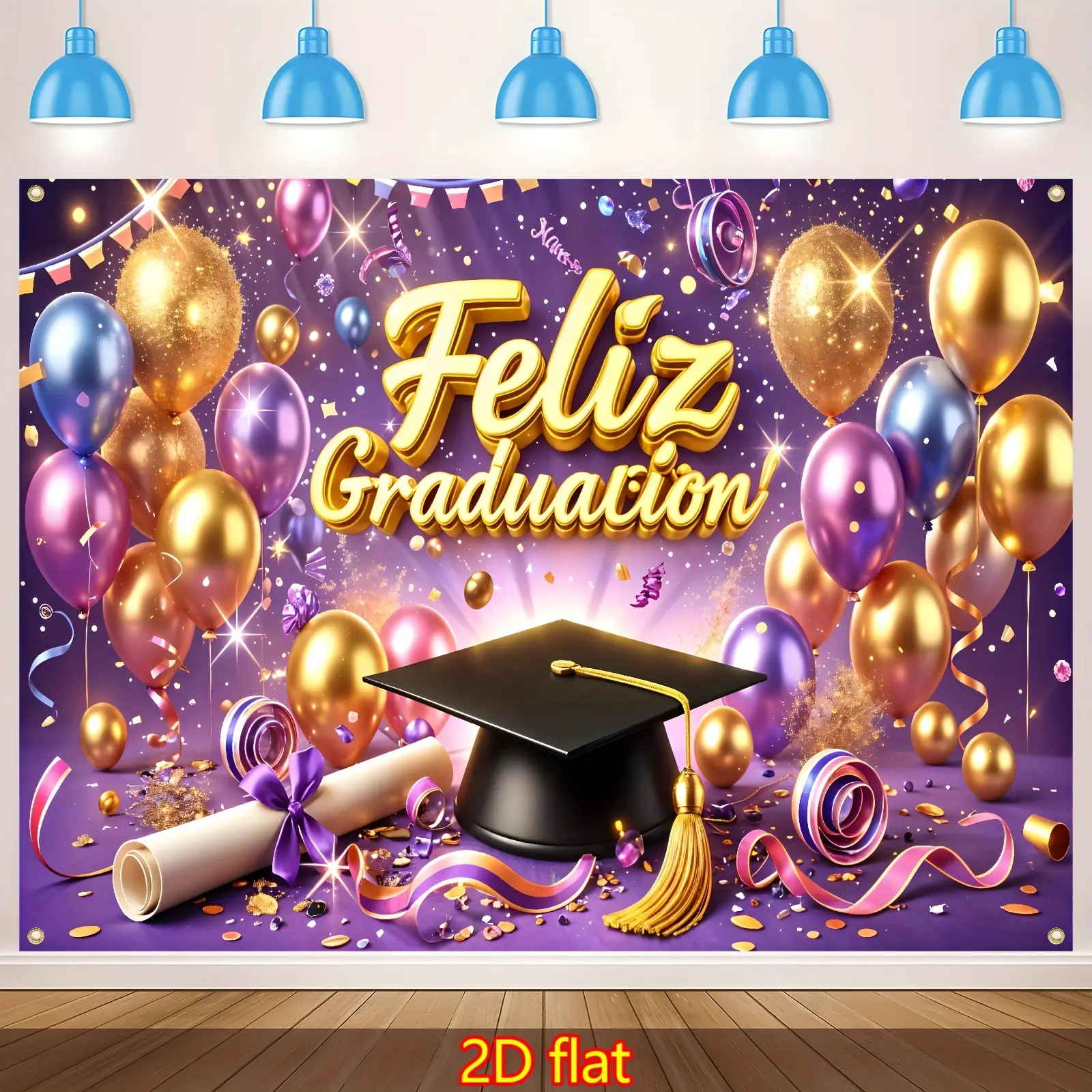 Balloon Theme Polyester Fiber Rectangular Tapestry - Graduation, Wedding Party Decor, HD Print Wall Hanging, Indoor-Outdoor Photography Backdrop