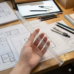 Ins style Transparent Non-Slip geometric Triangle Ruler Set, High Precision drawing Tools for Students. Eco-Friendly Shatter-Resistant Drafting Scale, Perfect for Exams, Study & Engineer Design.