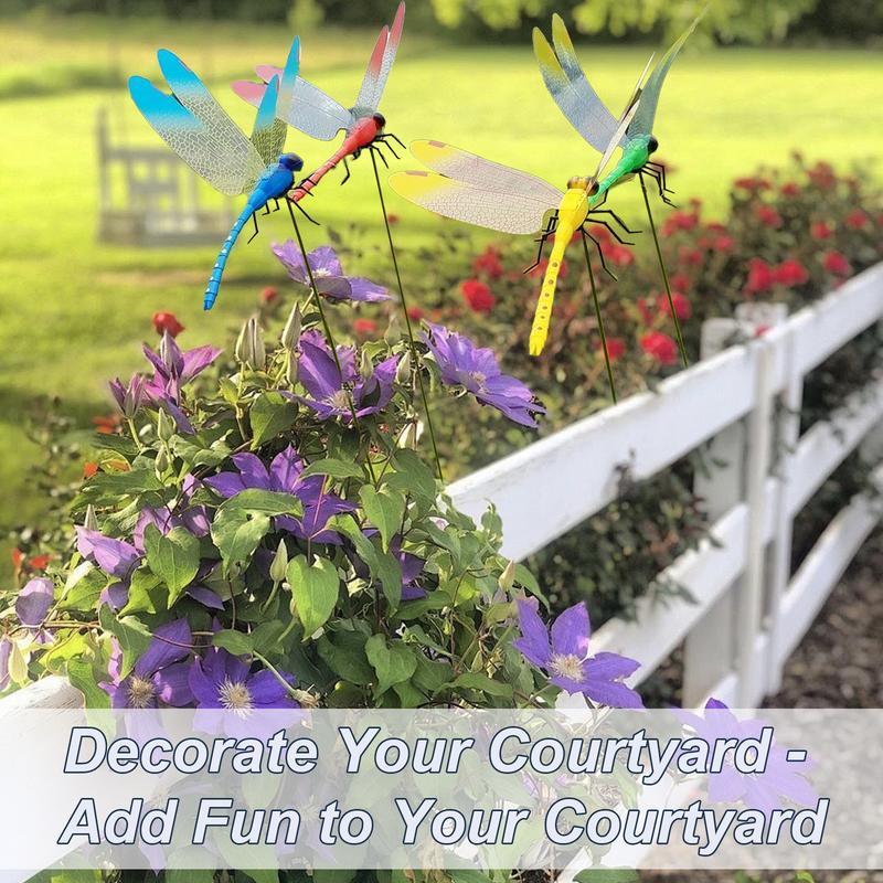 12 Counts Outdoor Fake Dragonfly Rod Clip, Garden MetalDragonfly Clip.Natural Organic Concept, 3D Dragonfly GardenDecoration, Garden Bird and Fly Interfere Devices for Indoorand Outdoor Garden,Creative Home Accessories DecorativeDesign