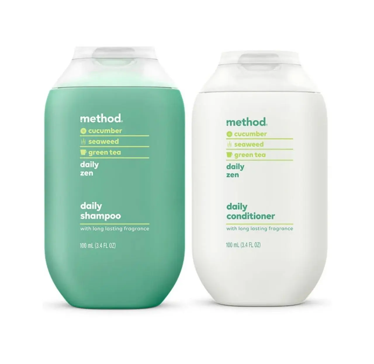 Method Travel Size Shampoo & Conditioner Set, Daily Zen, 3.4 oz ea Gentle Soothing