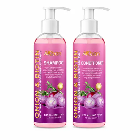 Biotin, Onion & Rosemary 2-Pcs Shampoo & Conditioner Set - Anti-Frizz, Scalp-Nourishing Hair Care Kit for All Hair Types, 2 Pcs Set