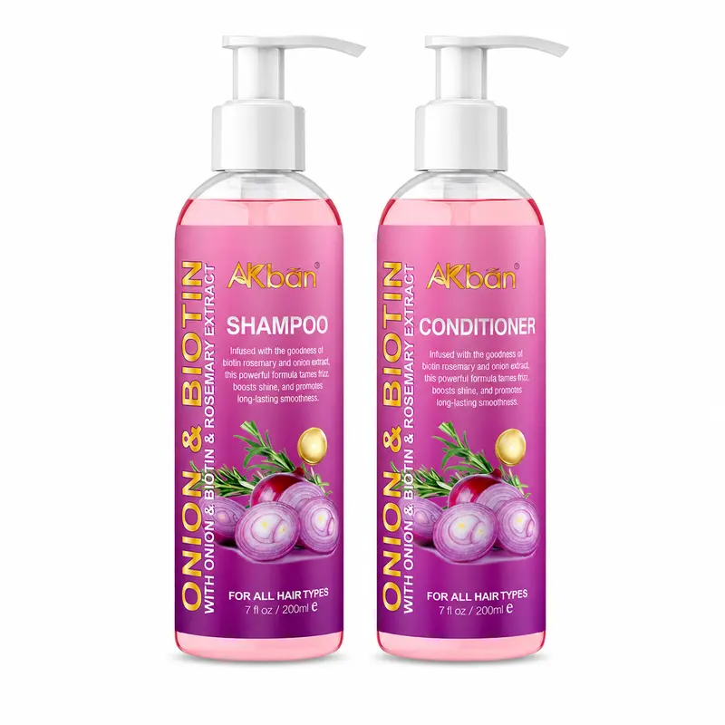 Biotin, Onion & Rosemary 2-Pcs Shampoo & Conditioner Set - Anti-Frizz, Scalp-Nourishing Hair Care Kit for All Hair Types, 2 Pcs Set