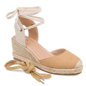 Journee Collection Womens Monte Wedge Heel Espadrille Sandals Tan 5.5W