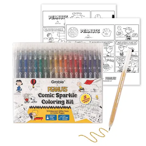 Grabie × Peanuts Comic Sparkle Iridescent Glitter Pen Coloring Kit