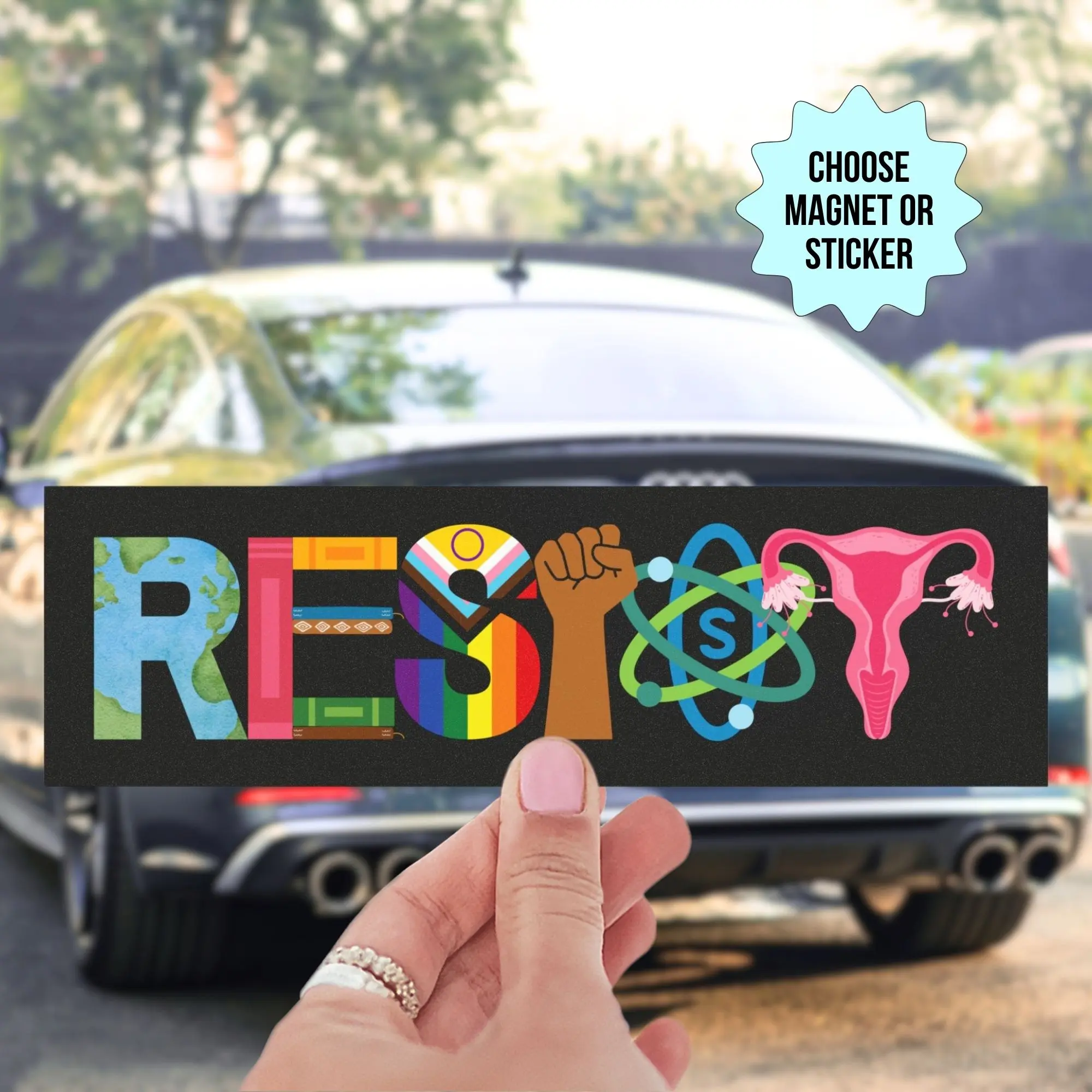 Choose Sticker or Magnet - RESIST Car Magnet or Bumper Sticker Choose Sticker or Magnet - RESIST Car Magnet or Bumper Sticker