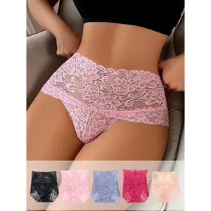 [VibeFit]10pcs Sexy High Waisted Lace Underwear Fully Wrapped Hip Top Support Curved Hip Flat Angle Seamless Hollow Underwear in Multiple Colors