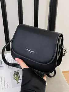 Minimalist Solid Color Shoulder Saddle Bag with Magnetic Flip Closure, Chic Versatile Crossbody Purse for Everyday Use, Stylish Handbag for Women