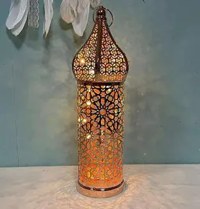 Islamic Holiday Decor | Moroccan Wind Lantern 14in - Rose Gold