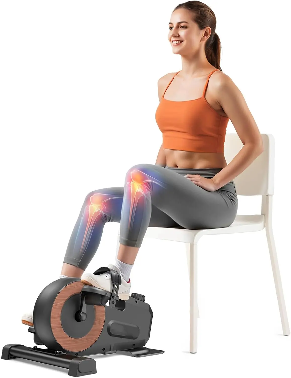 Pedal exercise machine, silent magnetic mini fitness bicycle, for arm and leg recovery, physical therapy, smooth pedal cycling, with 2 resistance bands and anti-slip pads ,, MERACH ,、、、, 2