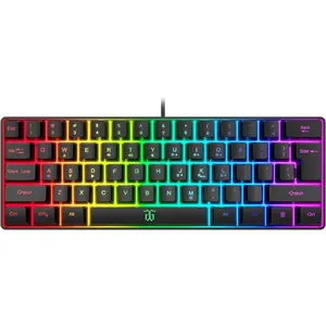 Snpurdiri 60% Wired Gaming Keyboard, RGB Backlit Ultra-Compact Mini Keyboard, Waterproof Small Compact 61 Keys Keyboard for PC/Mac Gamer, Typist, Travel, Easy to Carry on Business Trip(Black)