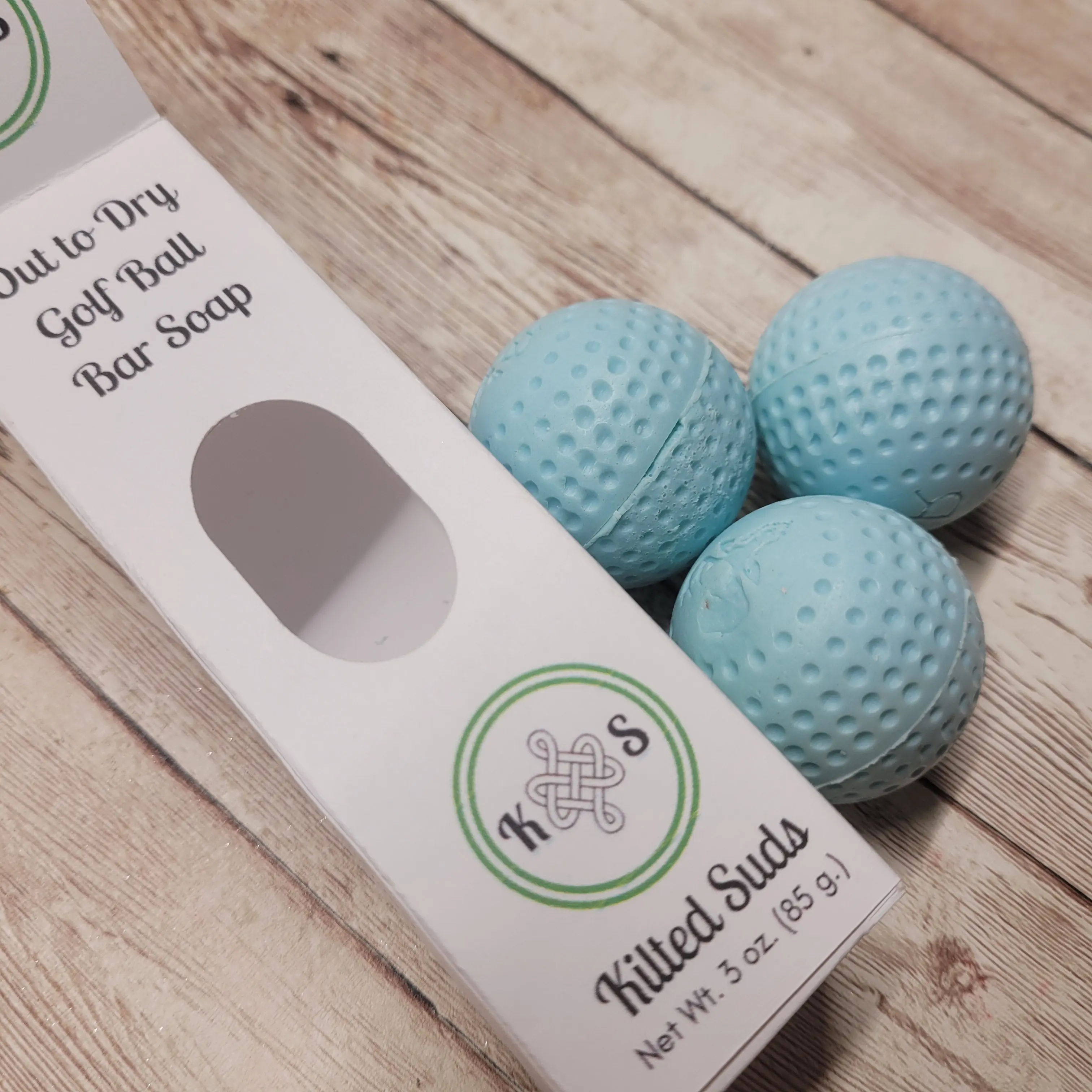 Kilted Suds Out to Dry Golf Ball Bar Soap 4.5oz Vegan Cruelty-Free Linen Scented Phthalate-Free Golf Ball Shaped Soap for Quick Cleansing Body Care Boxed
