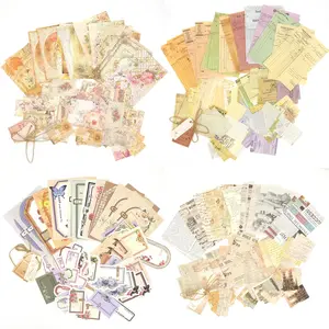 400 Pieces Vintage Scrapbook Papers Journaling Scrapbooking Supplies Kit Journal Supplies Decorative Craft Paper for Planner, Bullet Journal Collage Card Embellishment Retro Crafts