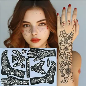 Indian Henna Tattoo Large Pattern Template Temporary Tattoo Hand and Foot Spray Painting Tools Herbal Juice Tattoo Stickers