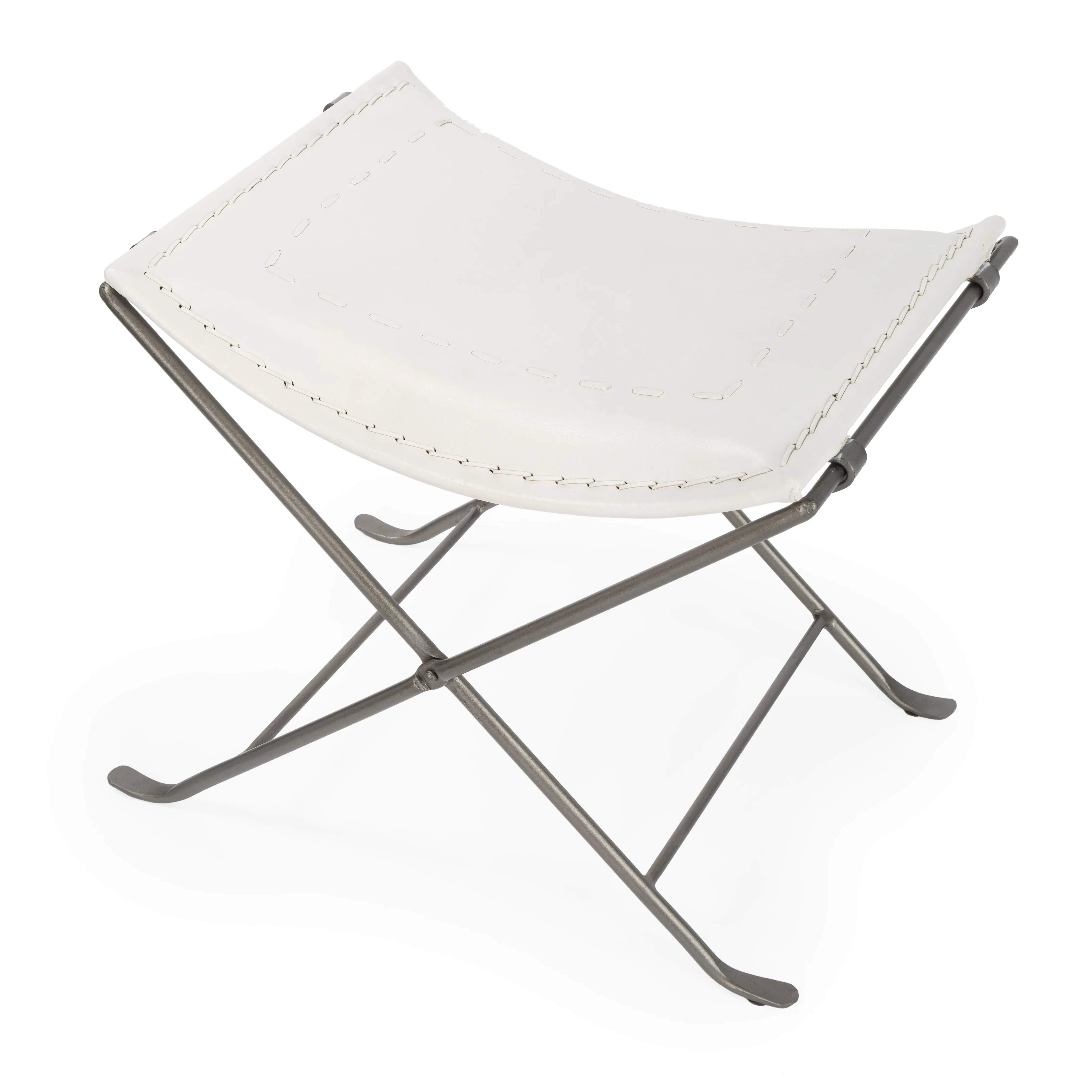 Melton Leather 21.5"W Accent Stool in White 3722411
