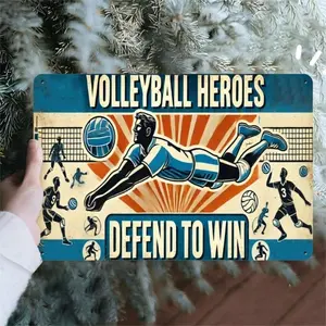 NBA Vintage Metal Tin Sign - 12x8 Inch Retro Volleyball Wall Art Decor, Man Cave Sports Memorabilia, Game Room & Bar Decor for Men