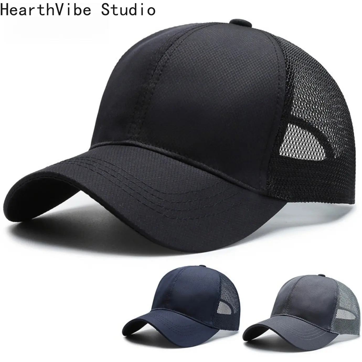 Men's 2-Pack Adjustable Breathable Mesh Trucker Hats - Korean-Style Plain Solid-Color Baseball Caps for Summer Outdoor Sports, Leisure, Adjustable Hat, Mens Hats