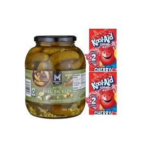 Petite Dill Pickle Whole Kosher With Cherry Koolaid- 1 46 oz Jar of Pickle and 2 Koolaid packets