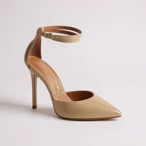 Chic High Heel Shoes with Pointed Toe Patent Leather Material Fitted to the Ankle Elegant Style for Parties and Vacations