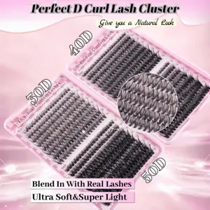 640PCS 30D 40D 50D D Curl 9-16mm Individual Lash Clusters Ultra Soft Reusable Natural Look False Eyelashes Extension Kit With 2 Lash Brushes For Beginner Daily Home Use
