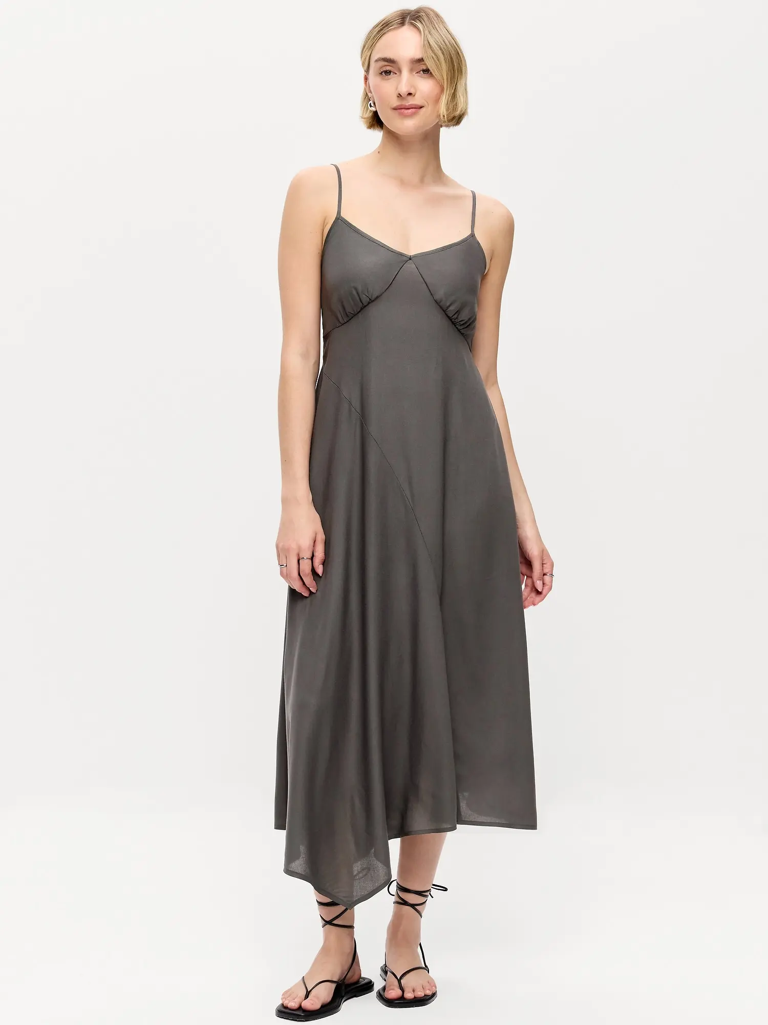 Old Navy Women's Fit & Flare Tie-Back Asymmetrical Midi Dress