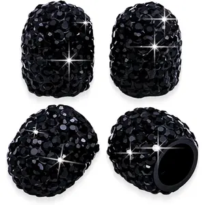 4PCS Bling Crystal Diamond Tire Stem Valve Caps, Dustproof Car Wheel Tire Valve Caps Universal Tire Valve Stem Covers for Cars, SUV, Trucks, Bikes, Motorcycles, Bicycles (Black)