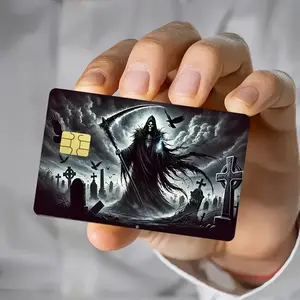 2Pcs Horror Reaper Scythe Pattern Credit Card Skin Cover Waterproof Sticker Ultra Thin High Quality Scratch Resistant for Credit Card Bank Card Bus Card Removable Self Adhesive Most Cards Ideal Gift f Self Adhesive Stickers