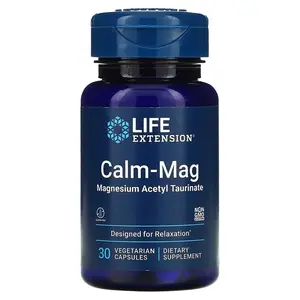 Life Extension Calm Magnesium Supplement, Magnesium Taurinate, Daily Stress Management - Supports Calmness and Relaxation, Stay calm & collected - 30 Capsules, Life Extension Magnesium L-Threonate