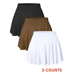Women's Solid Color 2 in 1 High Waist Sports Skort, Comfy Breathable Skort for Tennis Golf, Ladies Sportswear for All Seasons Lightweight Athletic Skirts