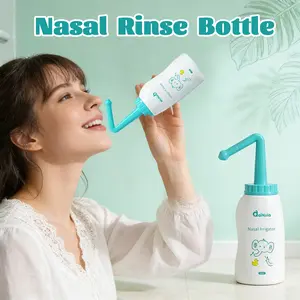 1pc 300ml Neti Pot Sinus Rinse Bottle, Pressure Nasal Irrigation Wash Sinus Rinsing Bottle,Cartoon elephant pattern, Single hole and 3-hole nasal irrigation device, Nose Cleaner, for Daily Nasal Hygiene, Allergy,Sinus Congestion, Chronic Rhinitis