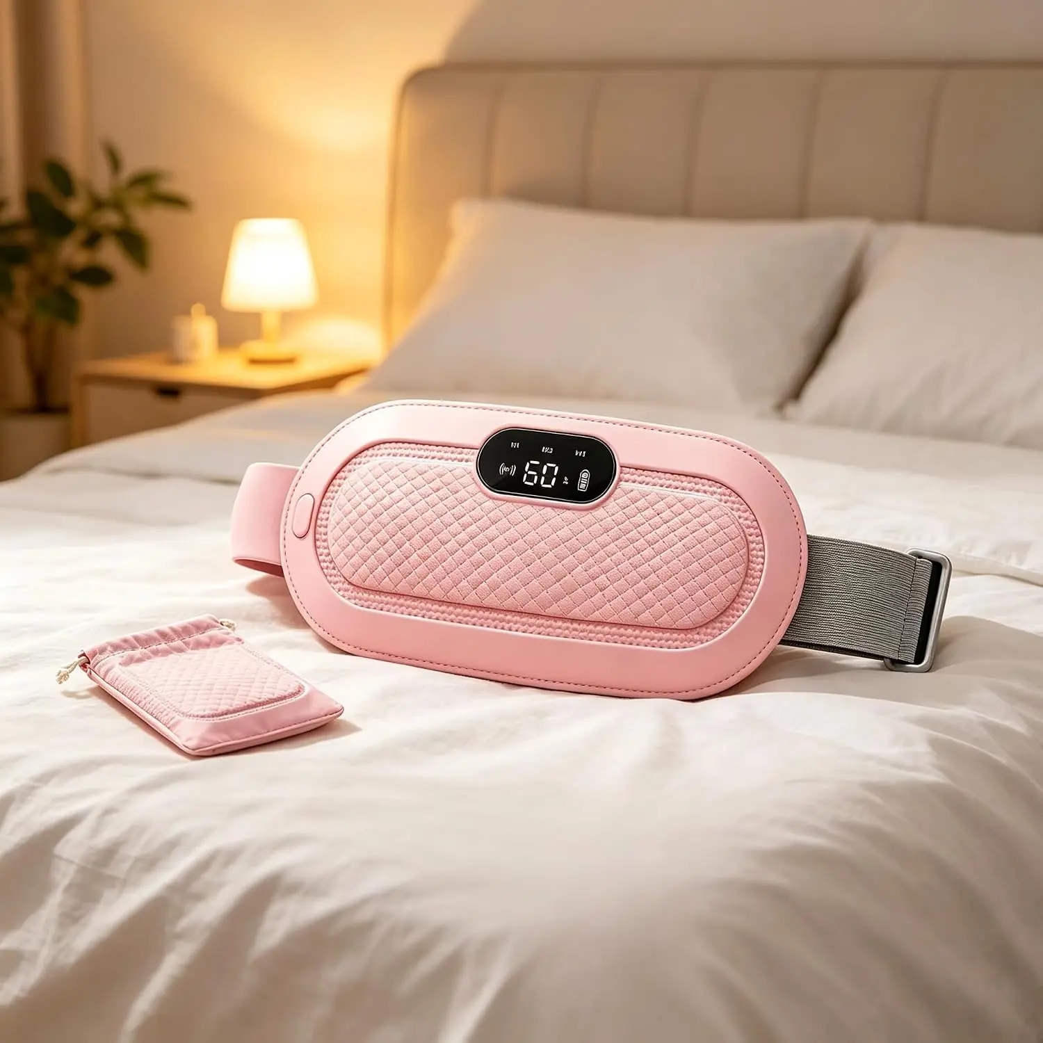 Portable Menstrual Heating Pad For Period Cramps, 3 Heat Levels And 4 Massage Modes, Electric, Hot Compress Heating, Vibration Lumbar Massager, Dorm Room Essentials For Girls