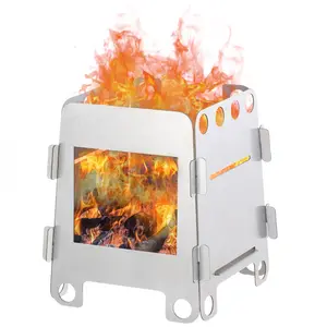 Detachable Stainless Steel Multi-Fuel Camping Stove – Portable Alcohol & Wood Burning Fire Pit for Outdoor Cooking, BBQ, & Heating