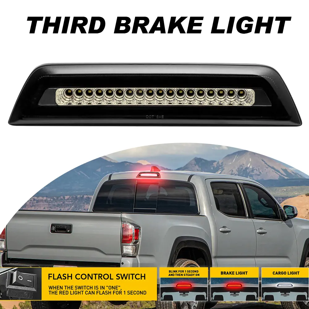 For 16-23 Tacoma Double Cab ONLY, New LED F1 Style LED 3rd Brake Third Tail Light Lamps Assembly Smoke outdoorfun summervibes