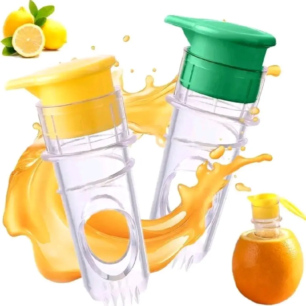2-Pack Lemon Squeezer Portable Lemon Juicer BPA-Free Plastic Lime Juicer Compact Juice Extractor Handheld Citrus Press with Lid - 2025 New Screw Top Manual Citrus Tap Squeeze Lime for Cocktails, Drinks And Cooking-Kitchen Gadgets Utensils