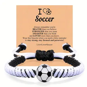 Football And Basketball Bracelets Make Passionate And Enthusiastic Gifts. This Is an Adjustable, Hand-Woven Bracelet That Makes a Great Sports Enthusiast Team Jewelry Gift for Your Son And Classmates
