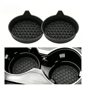 2Pcs Black Car Cup Holder Coaster, Silicone Cup Holder Insert, Universal Non-Slip Cup Holders, Car Accessories Interior for Women and Man Interior（Includes free gifts）