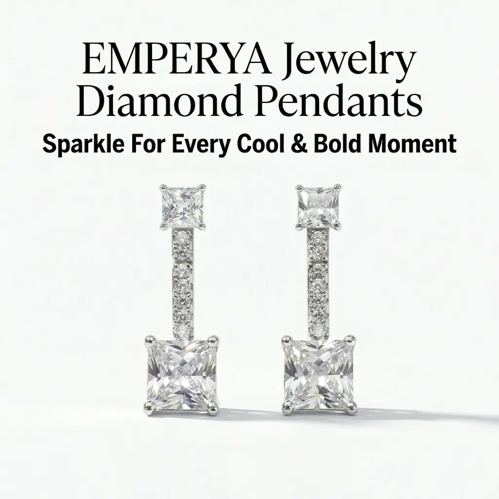 EMPERYA Premium Vertical Diamond Pendant  Sophisticated High-Shine Jewelry Piece, Meaningful Birthday Surprise Anniversary Gift for Women