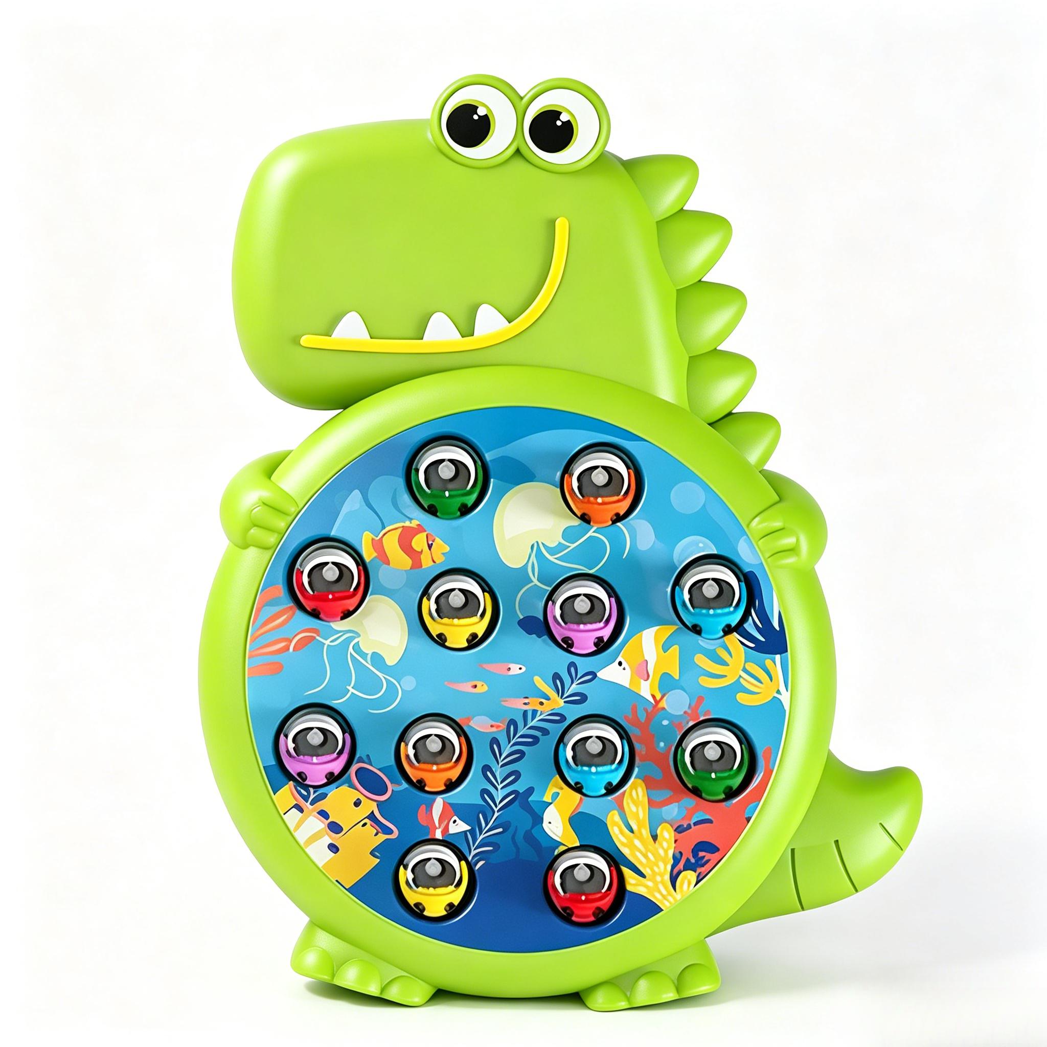 Cute Dinosaur Magnetic Fishing Game Toy for Kids, Interactive Early Education Toy with 12 Fishes & 2 Rods, Perfect for Easter Basket Stuffers, Preschool Learning & Family Playtime