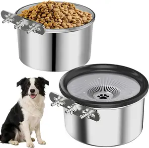 2Pcs  No-Spill Dog Crate Bowls – 2.5L Stainless Steel, Adjustable Height, Anti-Splash Water & Food Set for Medium/Large Dogs