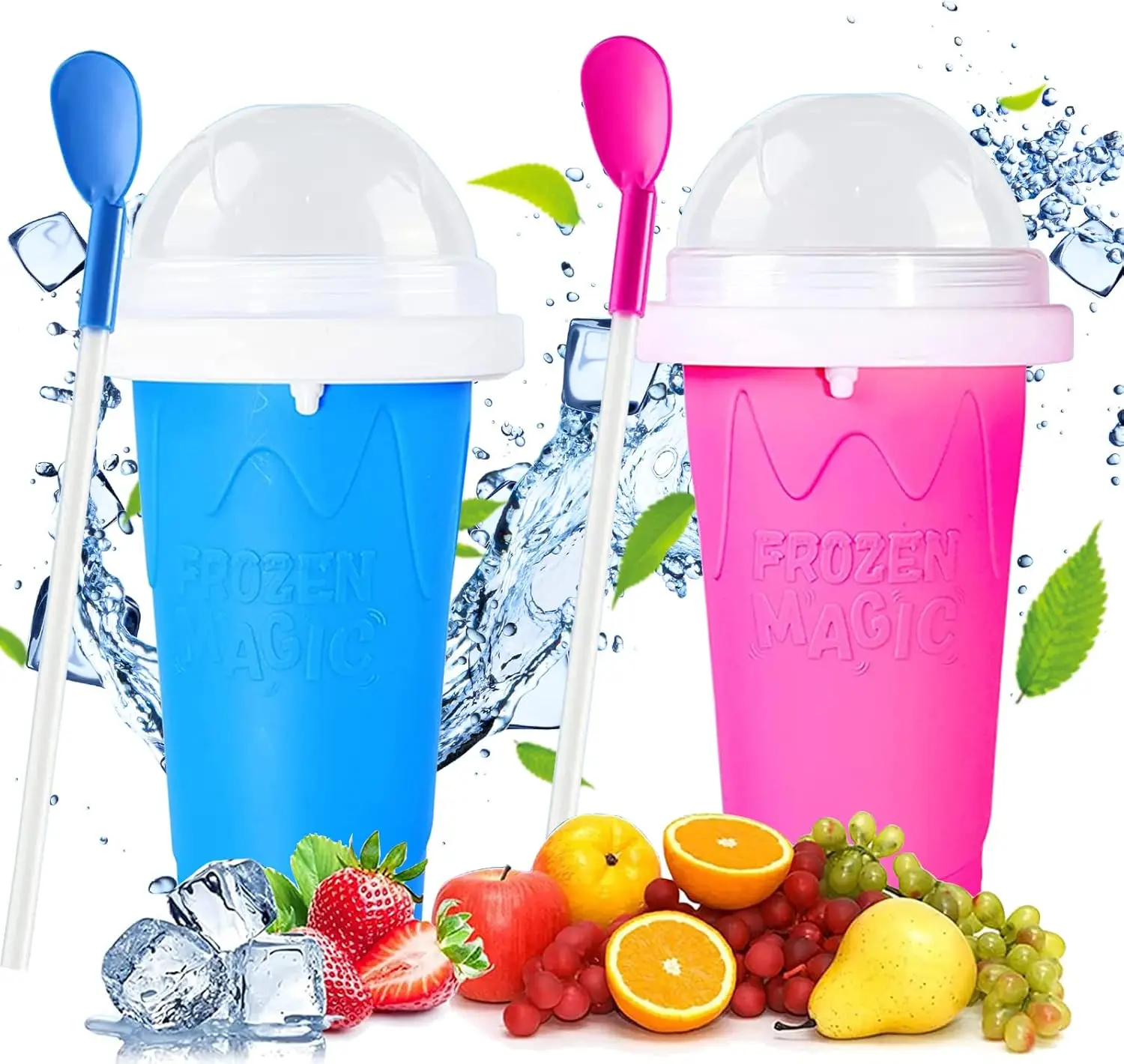 2 PCS Slushy Cups, Quick Frozen Magic Slushie Cup, Reusable Slushy Maker Cup, Food Grade Silicone Slushie Maker, Modern Double Layer Slushie Maker Cup
