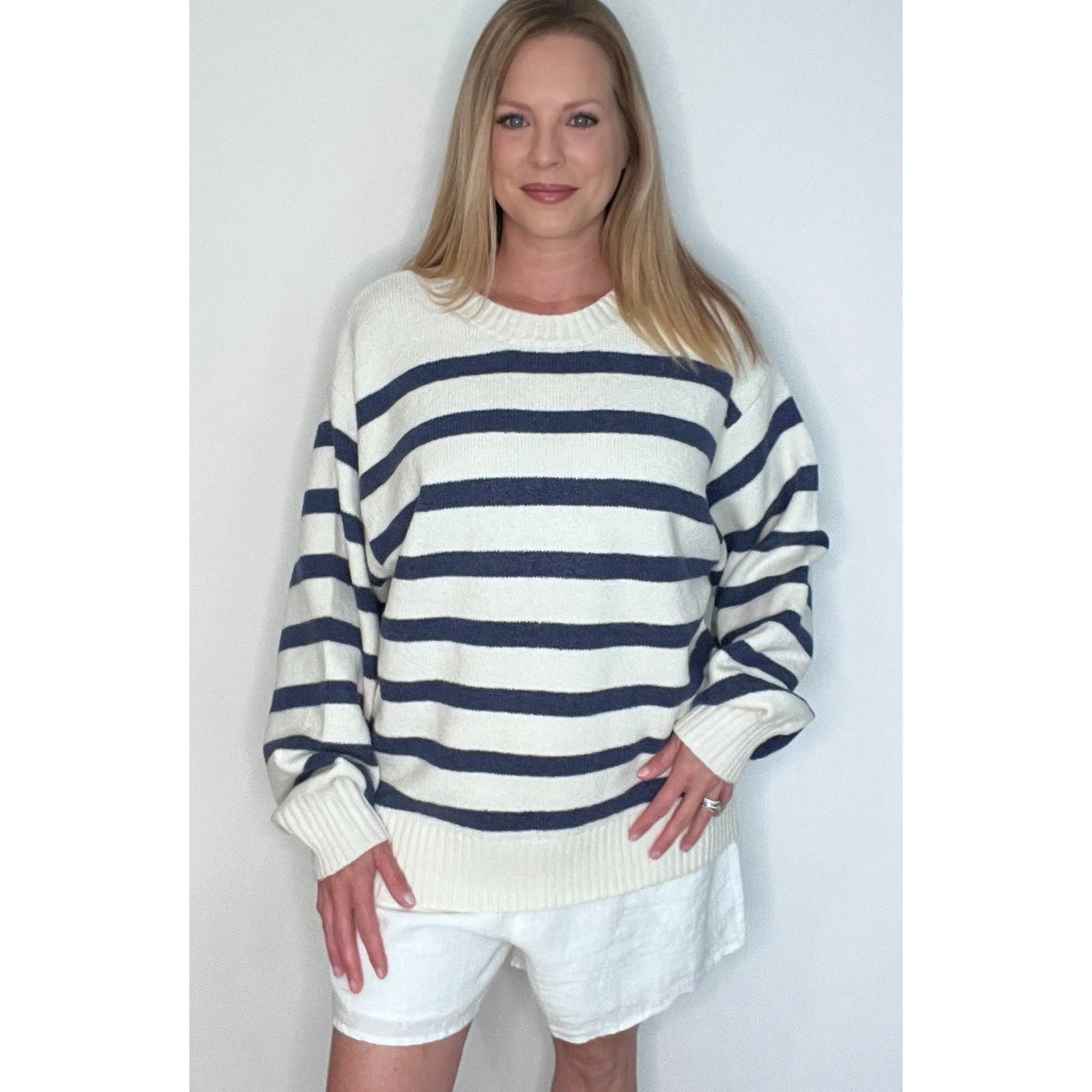 Nordic Coast Sweater-Ivory/Blue