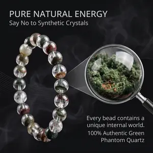 Unisex Non-Natural Green Phantom Quartz Bracelet-Anklet, Feng Shui Charm Jewelry Accessory, Everyday Wear Piece for Wealth, Career Growth, Positive Energy