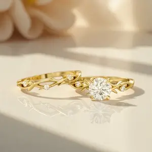 2-Piece/Set Luxury Shiny Intertwined Branches Round Micro-Inlaid Zirconia Couple Rings - Engagement Promise Wedding Rings, Daily Elegant Accessory, Valentine's & Mother's Day Gifts