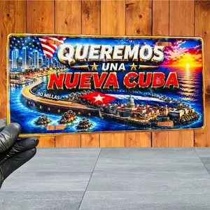 "Queremos Una Nueva Cuba" Decorative Plaque, 12x6 in FISPAS Edition, Home Decor Sign for Living Room Room Decor